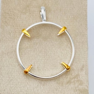 925 Sterling Silver Round Pendant setting prong Blank Bezel Holder Coin Connector Blank Trays Pendant Nickel Free Bezel Coin Connector