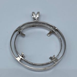 925 Sterling Silver Round Pendant setting prong Blank Bezel Holder Coin Connector Blank Trays Pendant Nickel Free Bezel Coin Connector
