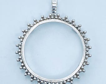 925 Sterling Silver Round Bezel Pendant Setting: Coin Connector, Jewelry Making