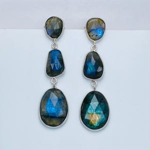 Sterling Silver Labradorite Earrings: Handmade Luxury Gemstone Jewelry