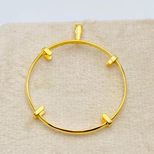 925 Sterling Silver Gold Plated Pendant setting prong Blank Bezel Holder Coin Connector Blank Trays Pendant Nickel Free Bezel Coin Connector