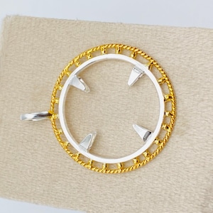 925 Sterling Silver Round Pendant setting prong Blank Bezel Holder Coin Connector Blank Trays Pendant Nickel Free Bezel Coin Connector