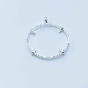 Handmade 925 Sterling Silver Round Pendant setting prong Blank Bezel Holder Coin Connector Blank Trays Pendant Free Bezel Coin Connector