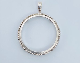 Zawieszka z okrągłą ramką ze srebra próby 925 – łącznik do monet – tworzenie biżuterii