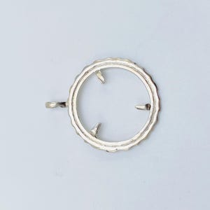 925 Sterling Silver Round Pendant setting prong Blank Bezel Holder Coin Connector Blank Trays Pendant Nickel Free Bezel Coin Connector