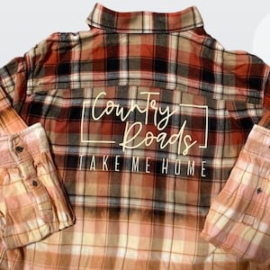 Country Roads Distressed Bleached Mystery Color Flannel a Western Style Button-Down