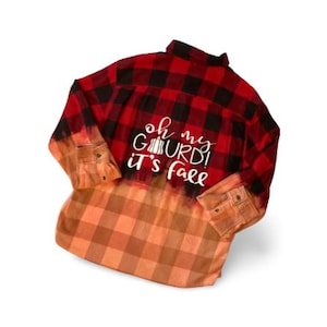 Oh My Gord It’s Fall Mystery Color Distressed Bleached Vintage Western Oversized Flannel Shirt