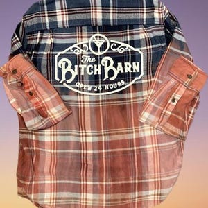 Bitch Barn Distressed Button Down Oversized Mystery Color Bleached Flannel Shirt