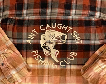 Fishing Club Distressed Bleached Mystery Color Flannel Shirt