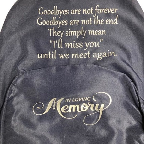 Goodbyes Are Not Forever Memorial Seat Chair Covering in honor of Loved Ones