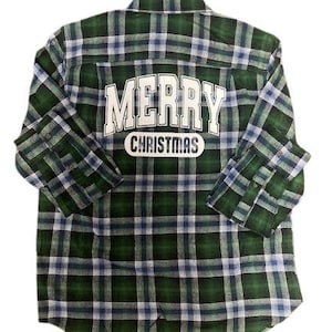 Merry Christmas Flannel a Vintage Rustic Holiday Flannel Shirt Apparel