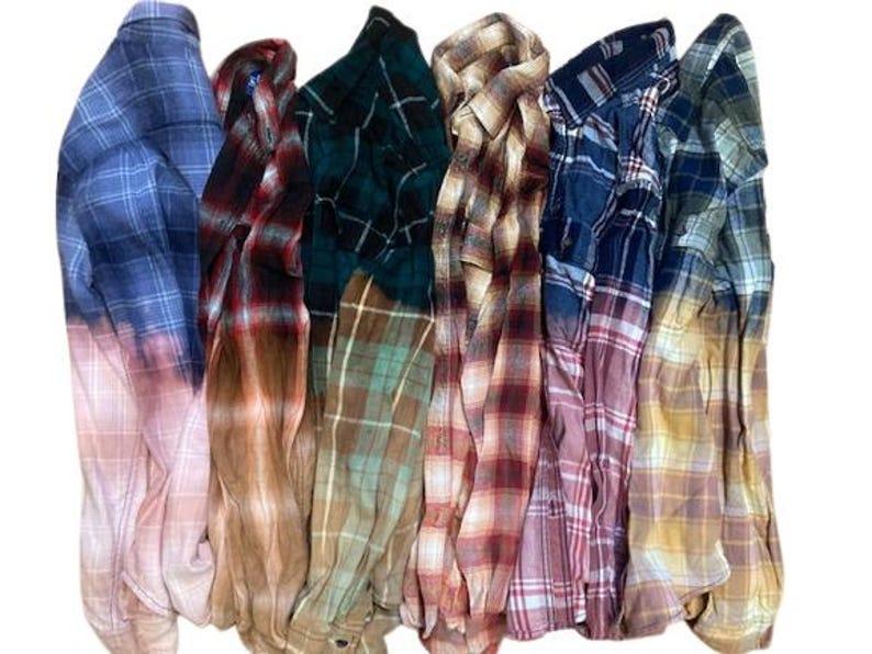 Mystery Distressed Bleached Flannel Shirt With Unique Patterns ...