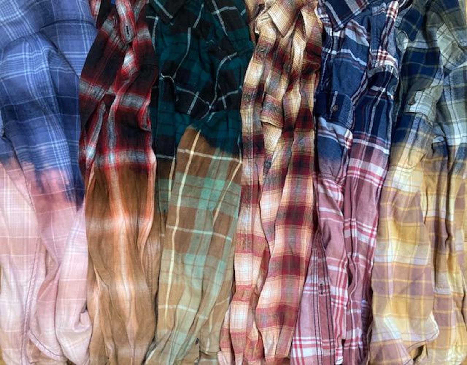 Mystery Distressed Bleached Flannel Shirt With Unique Patterns ...