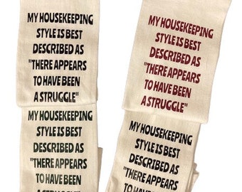 My housekeeping style funny designed flour sack tea kitchen dish towel