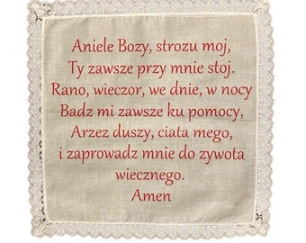 Schutzengel des Gottesgebets in der polnischen dekorativen weißen Baumwollspitzenbesatz Ladie s Taschentuch. 