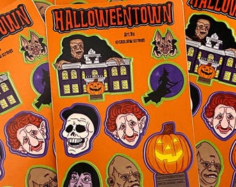 Feuille d'autocollants Halloweentown, illustration numérique Fan Art