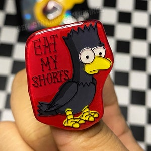 Bart the Raven Pin, Simpsons Inspired Handmade to Order Shrinky Dink Art