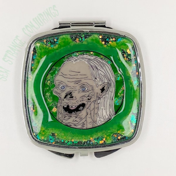 Tales from the Crypt Inspired Compact Mirror, Handade to Order Crypt Keeper Horror Gift