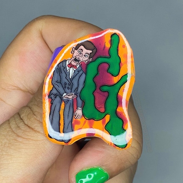 Goosebumps Slappy Pin, Handmade Shrinky Dink Art Pin