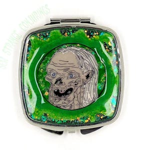 Tales from the Crypt Inspired Compact Mirror, Handade to Order Crypt Keeper Horror Gift