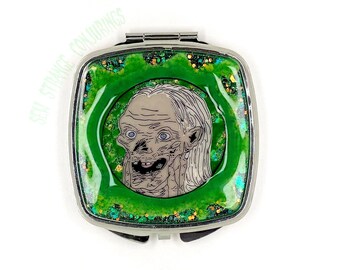 Tales from the Crypt Inspired Compact Mirror, Handade to Order Crypt Keeper Horror Gift