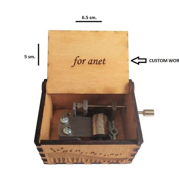 Custom Engraved Music Box / Music Box custom song / Personalized Wooden Music Box /  Small Hand Crank Vintage gift Box / Best gift ever