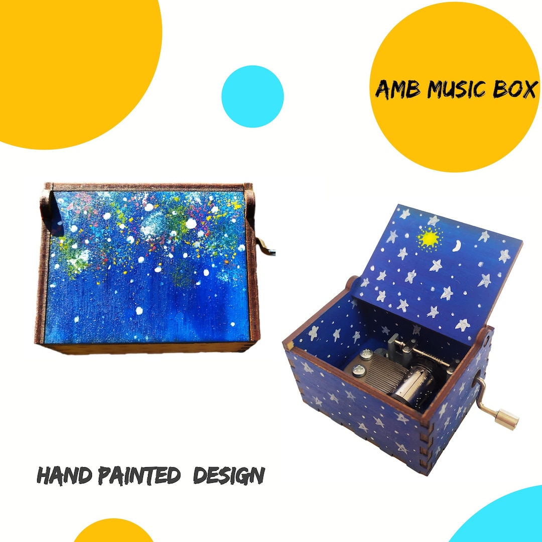 Hand Painted Wooden Music Box / Custom Songs / Ecofriendly / Hand