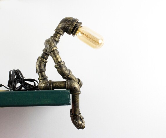 Gas pipe lamp,handmade lamp,thinker lamp,steampunk lamp,industrial lamp,plumbing pipe light,industrial desk lamp,black iron pipe lamp