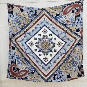 ECHO Silk Scarf Large 35 Inch, Paisley Geometric Art pattern