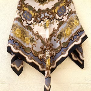 ALBERT NIPON / Preciosa bufanda de seda vintage con peonías / Cuadrada de 35 pulgadas / Diseño floral gótico / Regalo artístico en buen estado