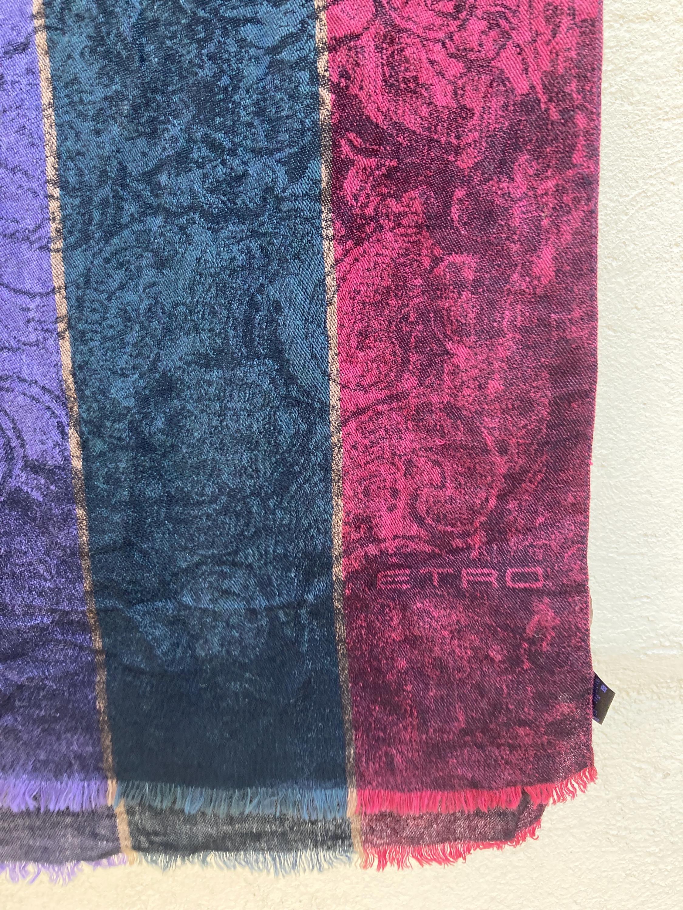 スカーフ ETRO SCARVES AND SILK CREAM/AUBERGINE Etro Printed Silk Scarf