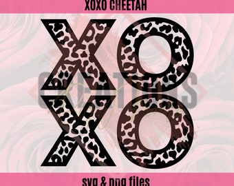 xoxo cheetah valentine svg & png files