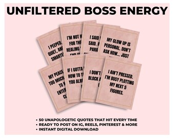 Unfiltered Boss Energy: 50 Raw Digital Quotes for Instagram, Pinterest, Reels – Instant Download