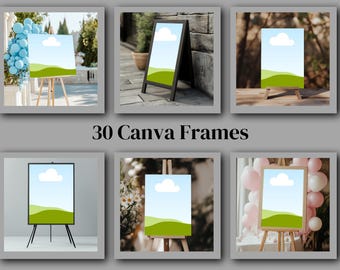 30 Canva Frames Bundle - Drag & Drop Photo - Editable Template - Frame Mockup Bundle