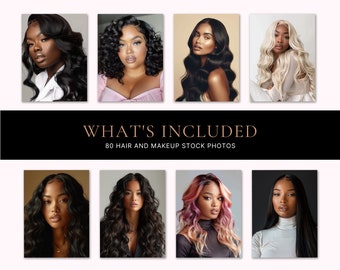80 Hair & Makeup Stock Photo Bundle: Beauty Brand Images (Instant Download)