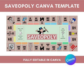 Saveopoly Canva Template | Savings Challenge, Budget Tracker (Digital)