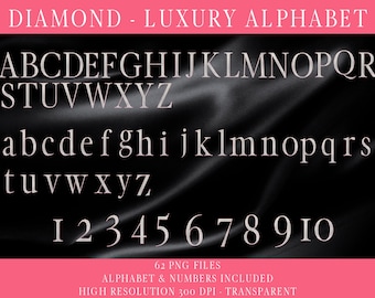 Diamond Luxury Alphabet PNG – Elegant Letters and Numbers for High-End Designs