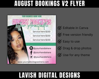 August Bookings v2, Editable in Canva