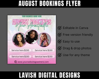August Bookings, Editable in Canva