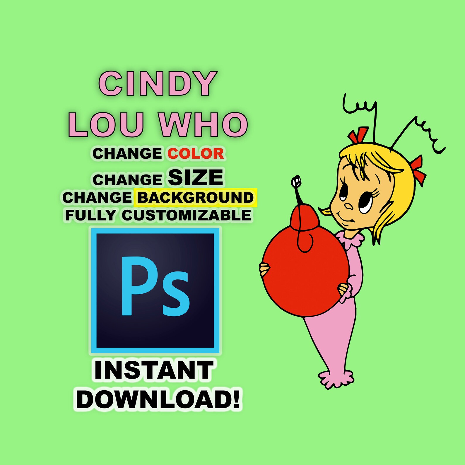 DIY Cindy Lou Who Cut Out PHOTOSHOP File. Whoville Grinch - Etsy