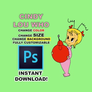 DIY Cindy Lou Who cut out PHOTOSHOP file. Whoville Grinch