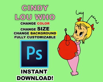 DIY Cindy Lou Who cut out PHOTOSHOP file. Whoville Grinch