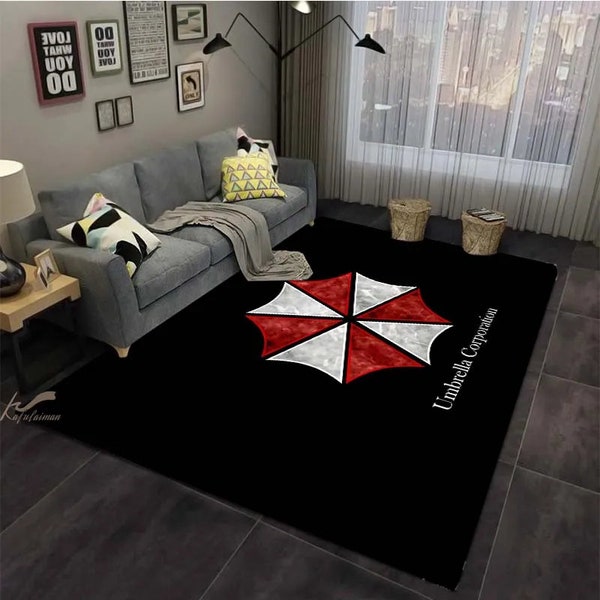 Umbrella Corporation Large Area Rug - Versatile & Soft Black Carpet for Living Room, Bathmat, Unique Halloween Decor