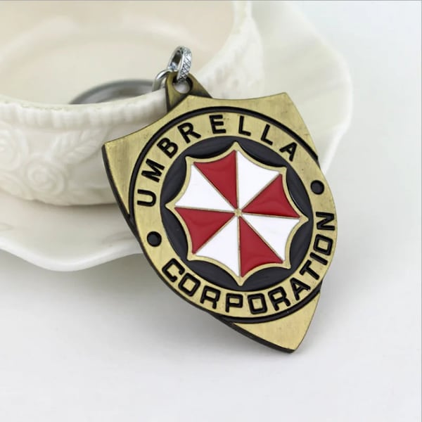 Resident Evil Umbrella Corp Key-chain - Inspired Badge Key-ring, Gaming Fan Accessory, Unique Collectible