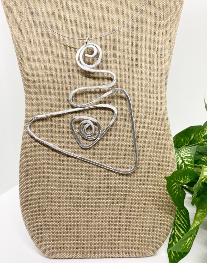 Hammered jewelry Statement Necklace Wired by HumbleBee Statement necklace Silver hammered wrapped necklace Humble Wire wrapped jewelry