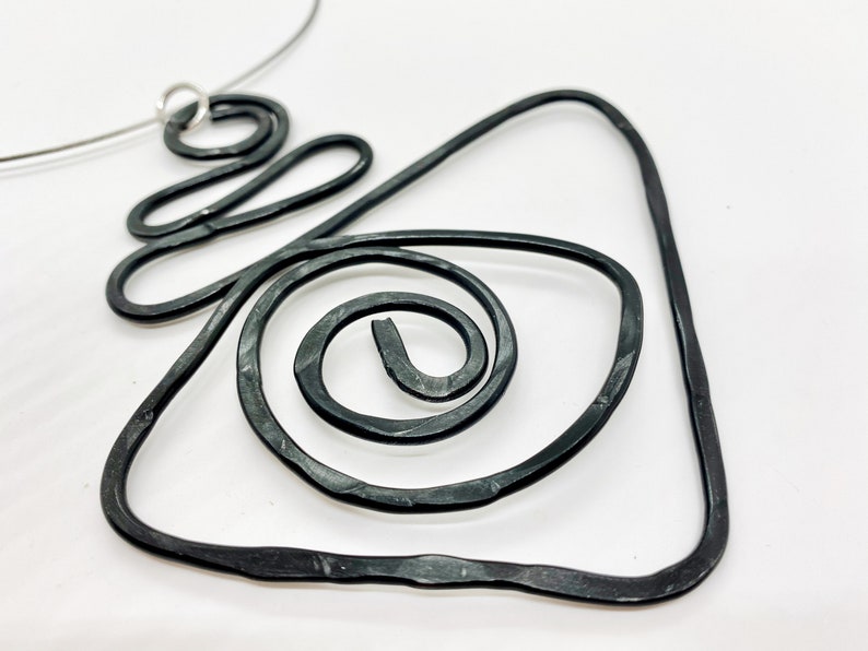 Statement necklace Statement Necklace Wired by HumbleBee Wire wrapped jewelry Black hammered wrapped necklace Humble Hammered jewelry