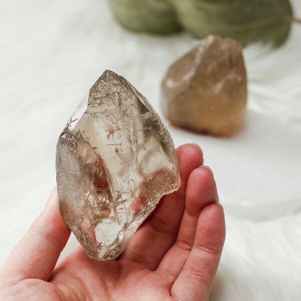 Natural Smoky Citrine Specimen, Raw Citrine Point, Cleansing Crystal, Grounding Crystal, Meditation Tool