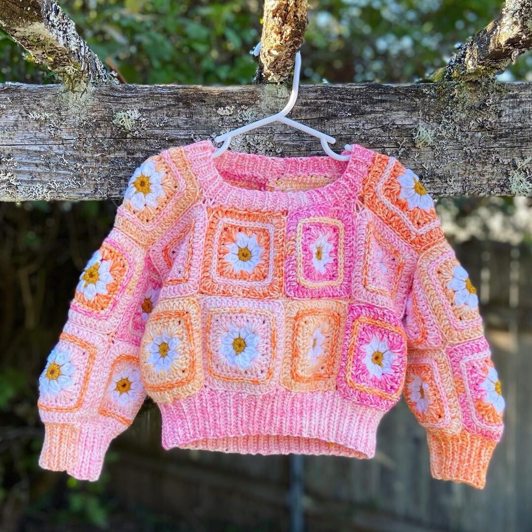 PATTERN Ethyl Granny Square Crochet Sweater - Etsy