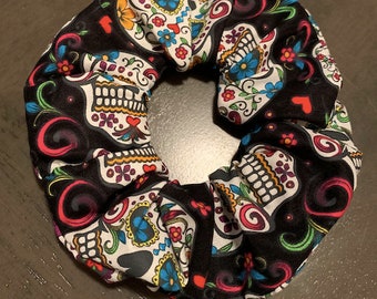 Black Sugar Skull Scrunchie