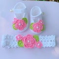 Baby slippers crochet headband baby headband baby sandals shoe for girl baby shower gift newborn product logo